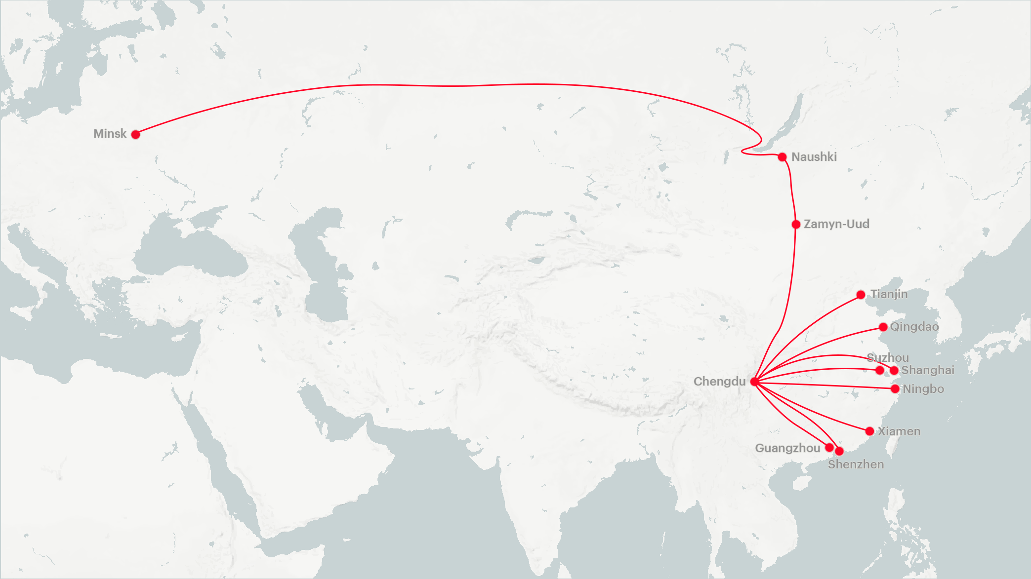 Container rail transportation from China and in the opposite direction